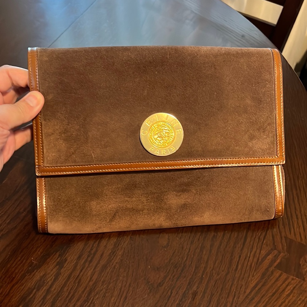 Vintage Celine clutch suede